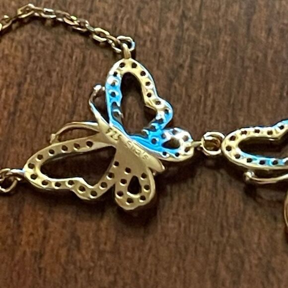 New Sterling silver 14k plated cubic zirconia butterfly 18”necklace - Picture 4 of 5